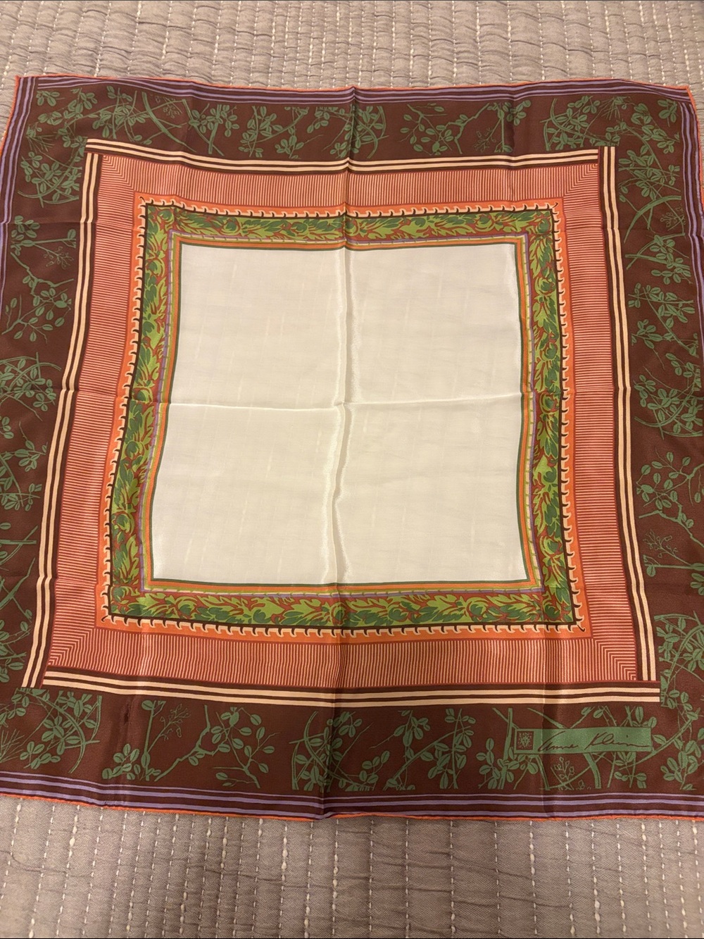 Vintage, all silk, Anne Klein Cream, Printed Decorative Scarf. Perfect condition